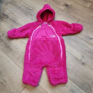 The North Face Pink Fleece Baby Snowsuit